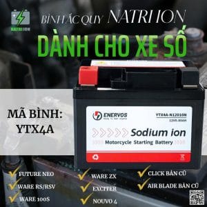 Bình ắc quy natri ion xe máy YTX4A chính hãng Natrium One